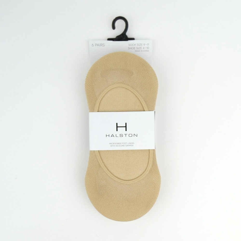 Halston Womens Microfiber Foot Liners With Silicone Gripper 6 Pairs NWT‎